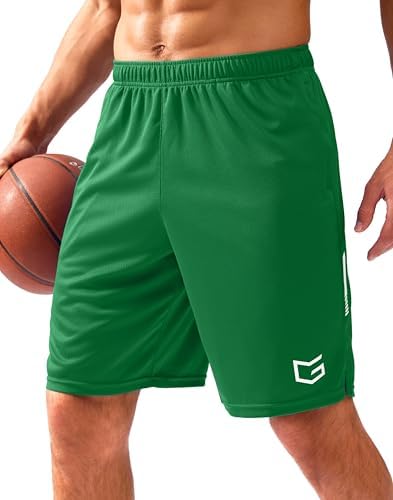 Men's mesh gym shorts, three inseams, forest green