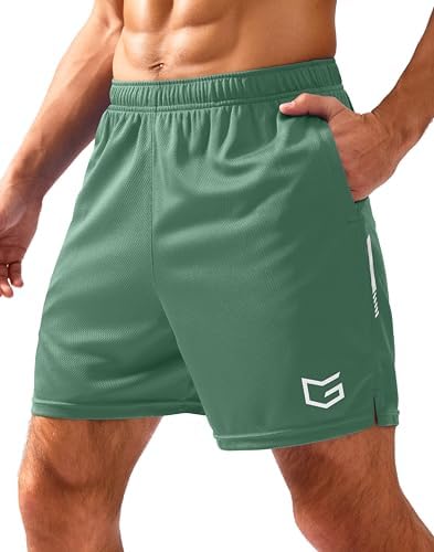Men's mesh gym shorts, three inseams, ice green