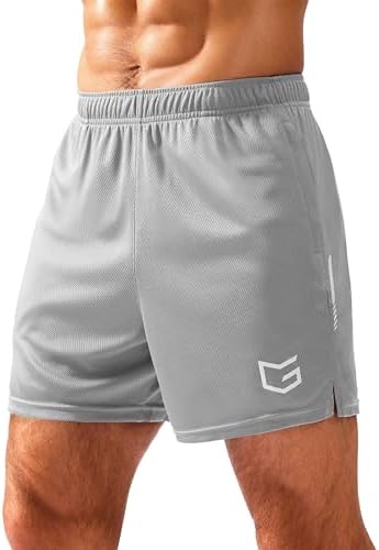 Men's mesh gym shorts, three inseams, light grey