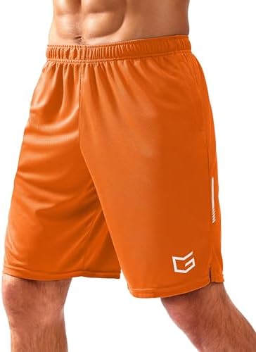 Men's mesh gym shorts, three inseams, orange