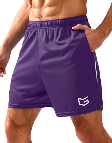 Men's mesh gym shorts, three inseams, purple