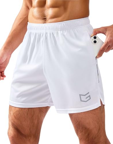 Men's mesh gym shorts, three inseams, white