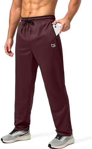 Men's mesh lightweight sweatpants, 02-dark red
