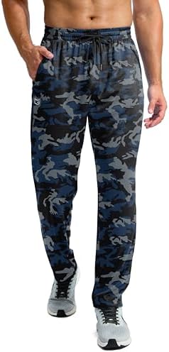 Men's mesh lightweight sweatpants, blue grey camo