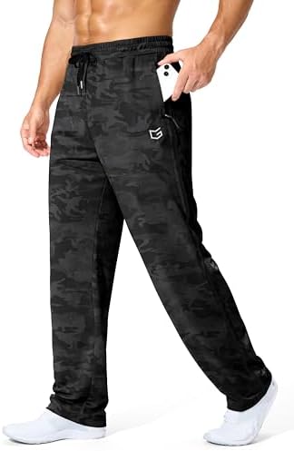 Men's mesh workout pants, zip pockets, black camo