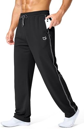 Men's mesh workout pants, zip pockets, black