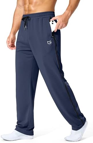 Men's mesh workout pants, zip pockets, blue