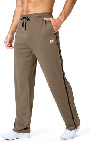 Men's mesh workout pants, zip pockets, brown
