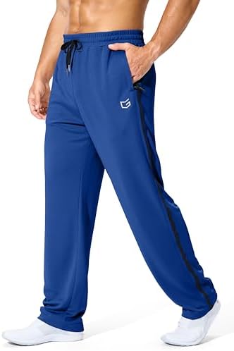 Men's mesh workout pants, zip pockets, dark blue