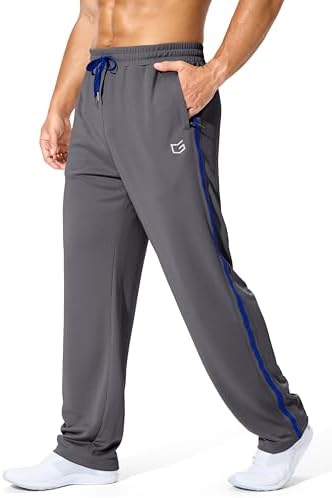 Men's mesh workout pants, zip pockets, gray