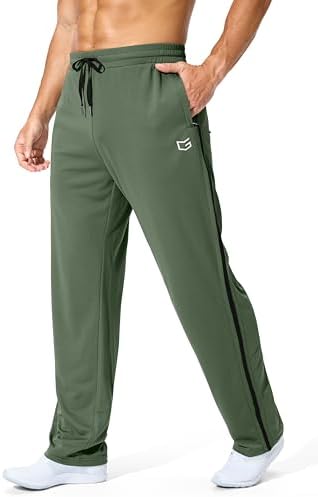 Men's mesh workout pants, zip pockets, sage green