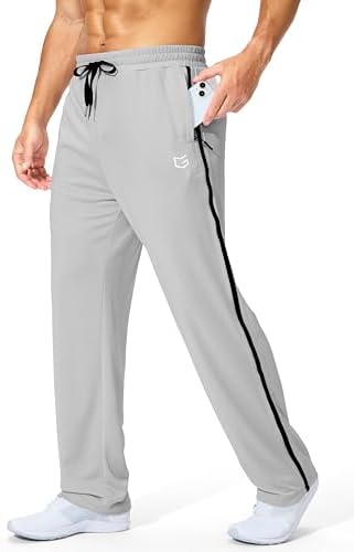 Men's mesh workout pants, zip pockets, silvery gray