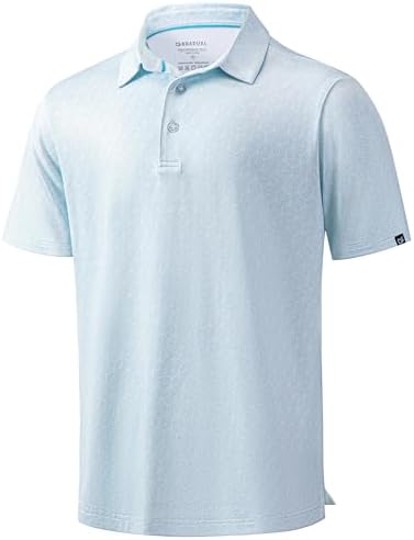 Men's micro print golf polo, blue hexagon