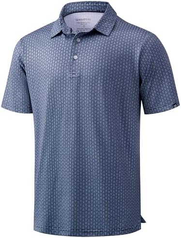 Men's micro print golf polo, blue texture