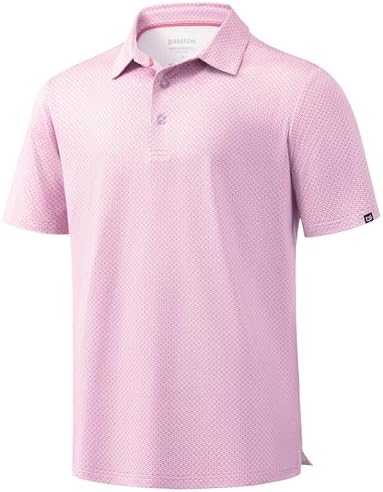 Men's micro print golf polo, mini dumbbell 2