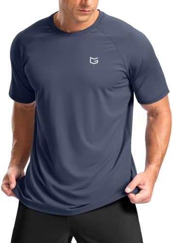 Men's moisture wicking running tee, dusty blue