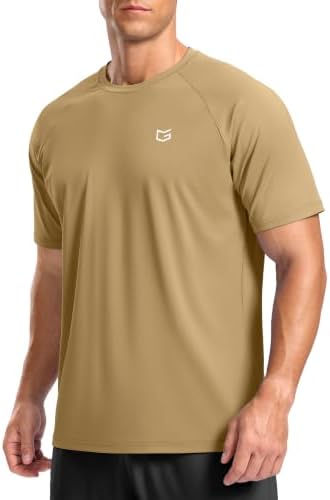 Men's moisture wicking running tee, khaki