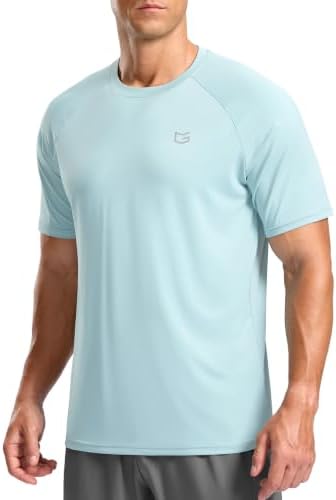 Men's moisture wicking running tee, light blue
