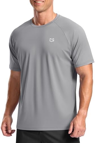 Men's moisture wicking running tee, light grey