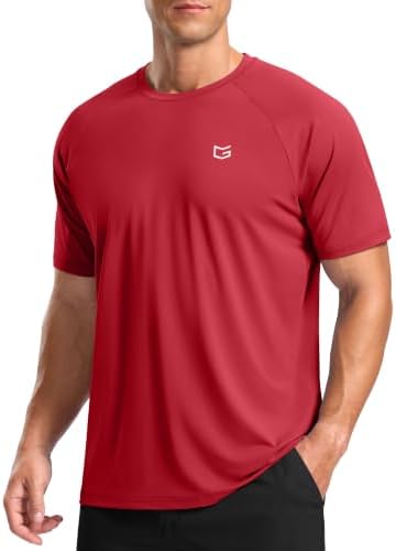 Men's moisture wicking running tee, red