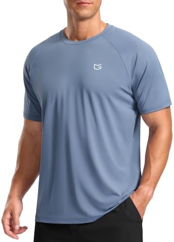 Men's moisture wicking running tee, slate blue