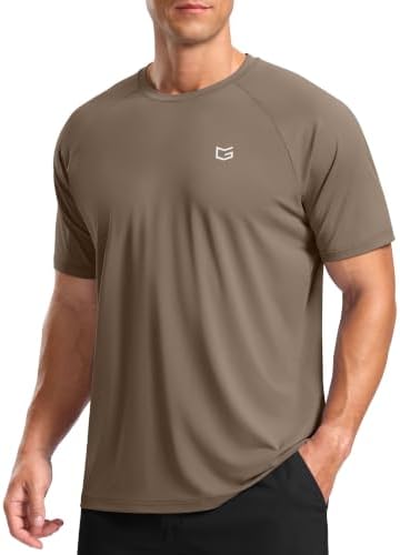 Men's moisture wicking running tee, taupe