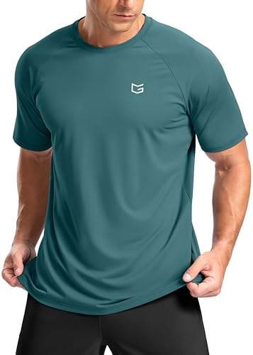 Men's moisture wicking running tee, teal