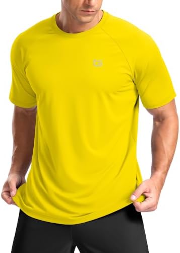 Men's moisture wicking running tee, yellow