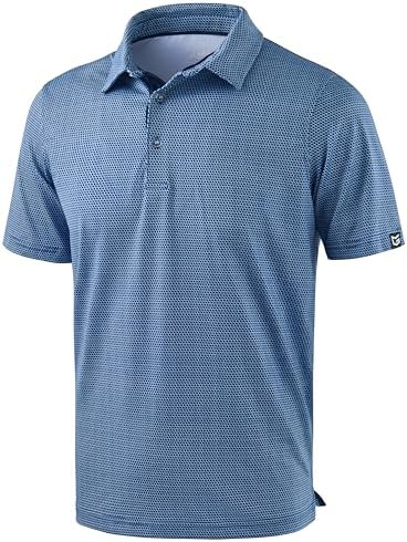Men's printed golf polo, blue white flag