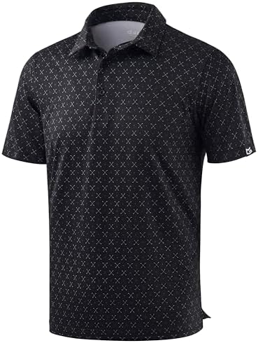 Men's printed golf polo, golf clubs black