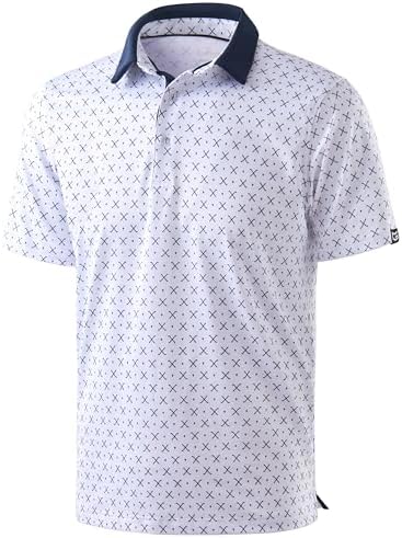 Men's printed golf polo, golf clubs white