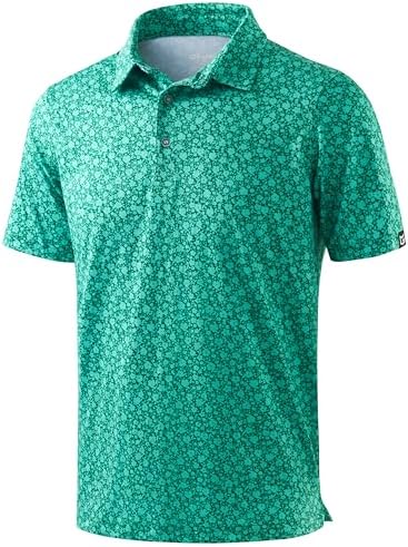 Men's printed golf polo, green floral