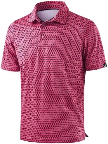 Men's printed golf polo, pink flowers