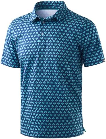 Men's printed golf polo, tibetan clover