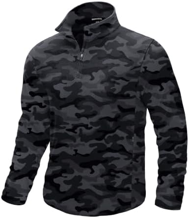 Men's quarter zip fleece, zip pockets, black camo