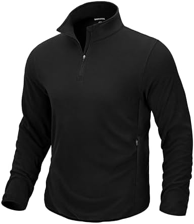 Men's quarter zip fleece, zip pockets, black