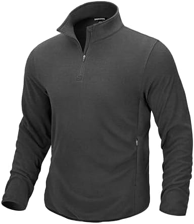 Men's quarter zip fleece, zip pockets, dark grey