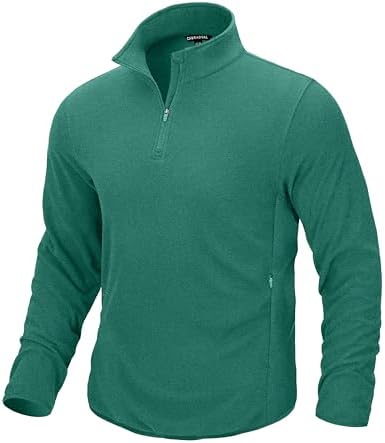 Men's quarter zip fleece, zip pockets, forest green