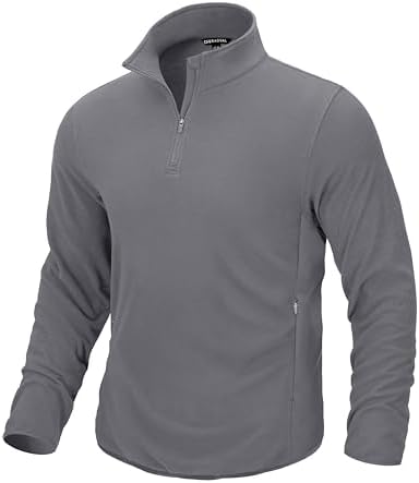 Men's quarter zip fleece, zip pockets, light grey