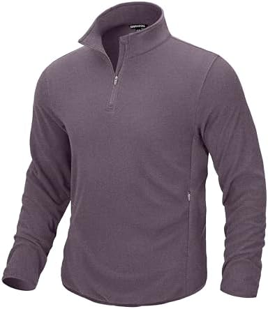 Men's quarter zip fleece, zip pockets, purple taro