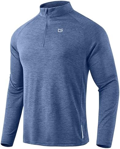 Men's quarter zip running pullover, blue heather