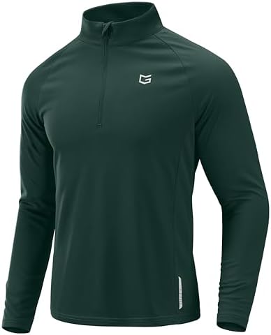 Men's quarter zip running pullover, dark green
