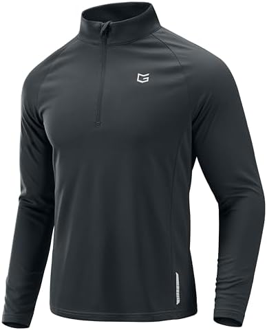 Men's quarter zip running pullover, dark grey