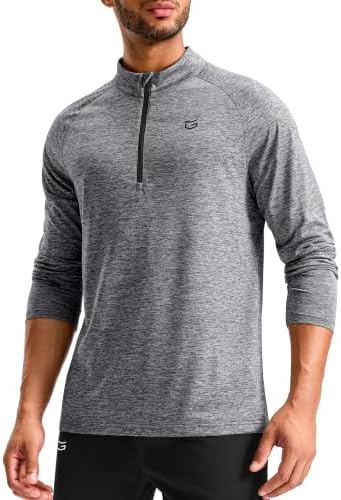 Men's quarter zip running pullover, grey heather