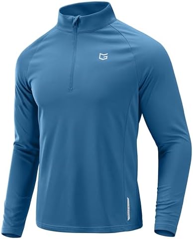 Men's quarter zip running pullover, lake blue