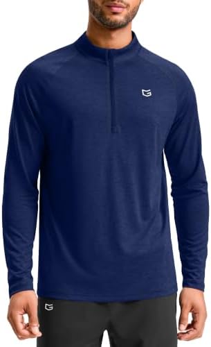 Men's quarter zip running pullover, navy heather