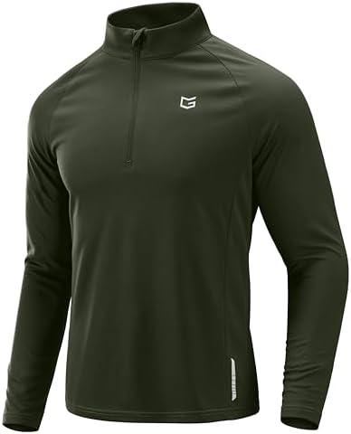 Men's quarter zip running pullover, olive