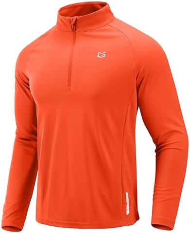 Men's quarter zip running pullover, orange