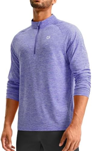 Men's quarter zip running pullover, purple grey heather