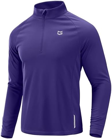 Men's quarter zip running pullover, purple